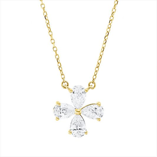 Collier 18 kt GG, mit ZÖ 40 cm + 42 cm, 4 Tropfen 1,00 ct, TW-si