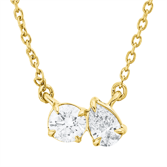 Collier 18 kt GG, mit ZÖ 40 cm + 42 cm, 1 Tropfen 0,15 ct, TW-si, 1 Brill. 0,16 ct, TW-si