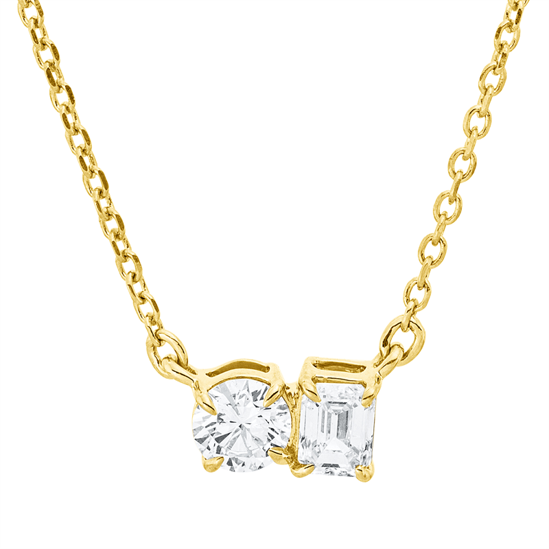 Collier 18 kt GG, mit ZÖ 40 cm + 42 cm, 1 Sm.schliff 0,13 ct, TW-si, 1 Brill. 0,15 ct, TW-si