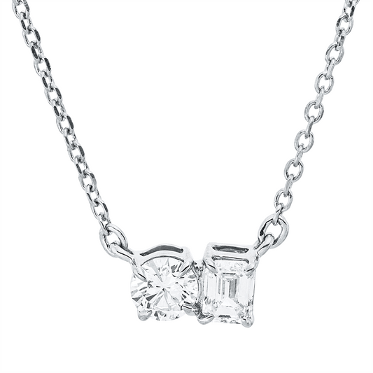 Collier 18 kt WG, mit ZÖ 40 cm + 42 cm, 1 Sm.schliff 0,13 ct, TW-si, 1 Brill. 0,15 ct, TW-si