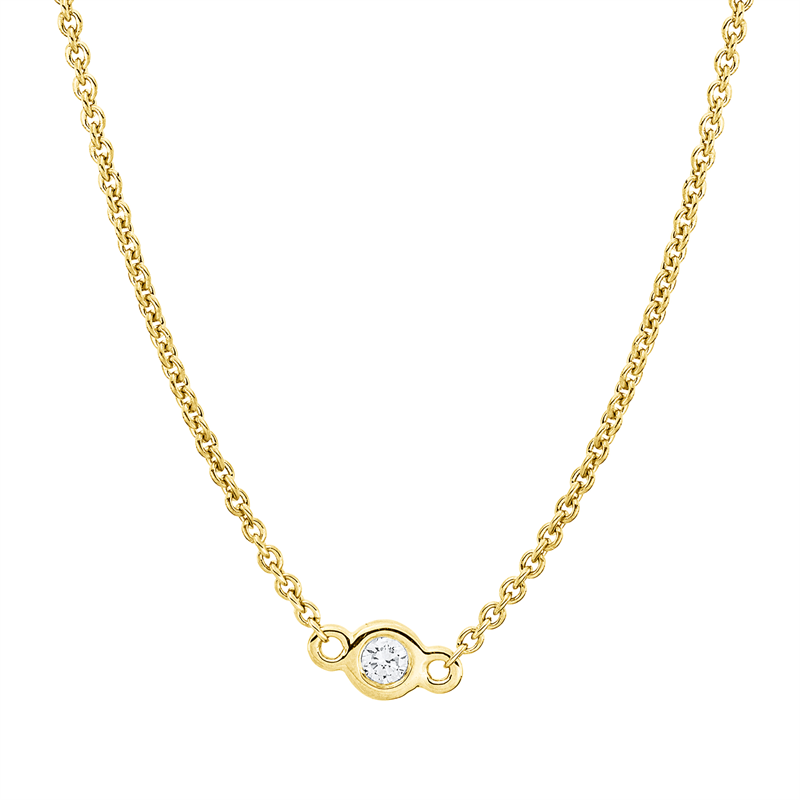 Collier 18 kt GG, mit ZÖ 40 cm + 42,5 cm, 7 Brill. 0,22 ct, W-si