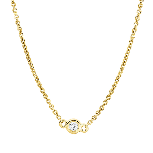 Collier 18 kt GG, mit ZÖ 40 cm + 42,5 cm, 7 Brill. 0,22 ct, W-si