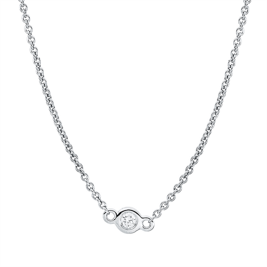 Collier 18 kt WG, mit ZÖ 40 cm + 42,5 cm, 7 Brill. 0,22 ct, W-si