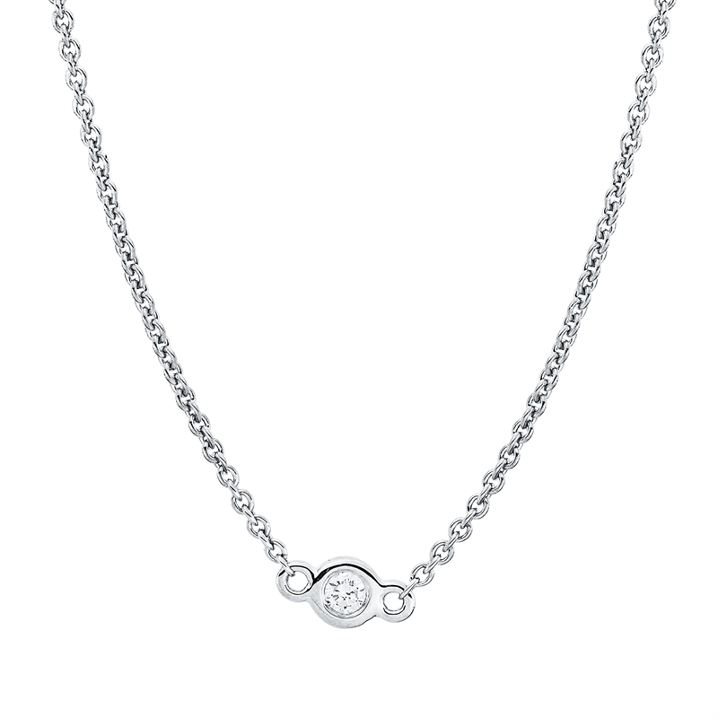 Collier 18 kt WG, mit ZÖ 40 cm + 42,5 cm, 7 Brill. 0,22 ct, W-si