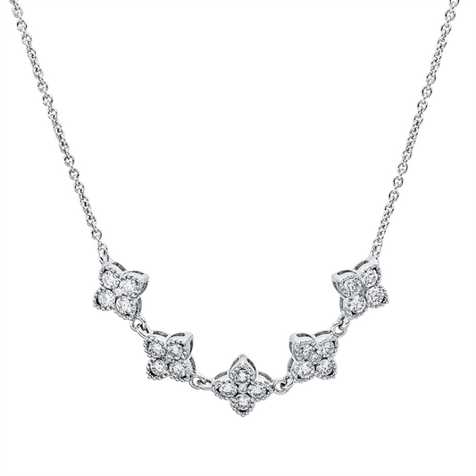 Collier 18 kt WG, mit ZÖ 40 cm + 42,5 cm, 25 Brill. 0,60 ct, W-si