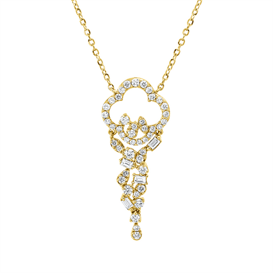 Collier 18 kt GG, mit ZÖ 41 cm,43 cm, 6 Brill. 0,07 ct, TW-si, 4 Bag. 0,07 ct, TW-si, 39 Brill. 0,18 ct, TW-si