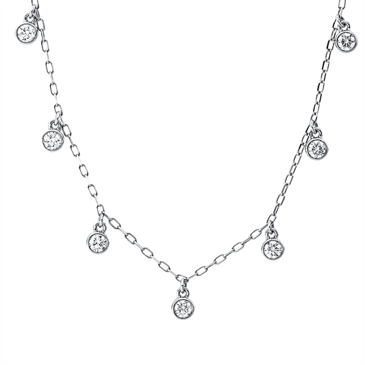 Collier 14 kt WG, mit ZÖ 40 cm + 43 cm, 7 Brill. 0,29 ct, TW-si