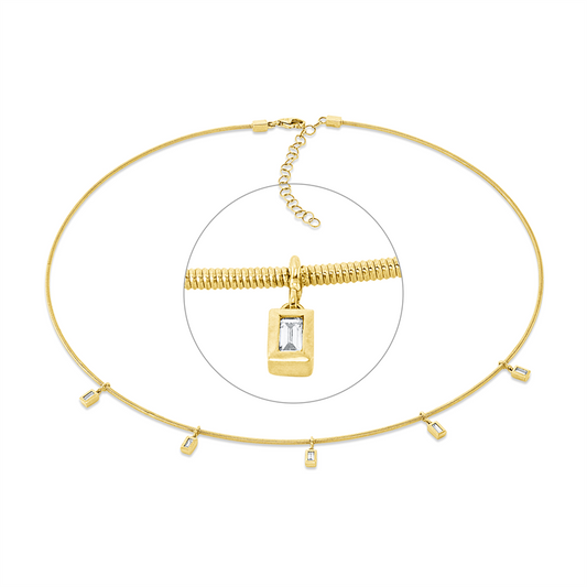 Collier 14 kt GG, mit ZÖ 40 cm + 43 cm, 5 Bag. 0,18 ct, TW-si