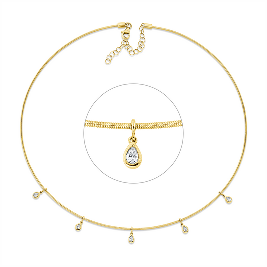 Collier 14 kt GG, mit ZÖ 40 cm + 43 cm, 5 Brill. 0,32 ct, TW-si