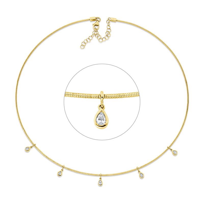Collier 14 kt GG, mit ZÖ 40 cm + 43 cm, 5 Brill. 0,32 ct, TW-si