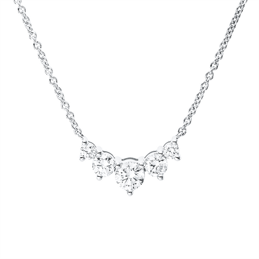 Collier 18 kt WG, mit ZÖ 40 cm + 43 cm, 5 Brill. 0,44 ct, TW-si