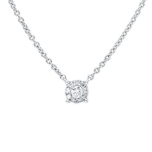 Collier 18 kt WG, mit ZÖ 40 cm + 43 cm, 10 Brill. 0,09 ct, TW-pi