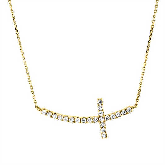 Collier 18 kt GG, mit ZÖ 40 cm, 22 Brill. 0,30 ct, TW-si