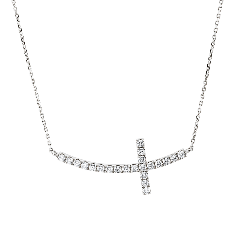 Collier 18 kt WG, mit ZÖ 40 cm, 22 Brill. 0,32 ct, TW-si