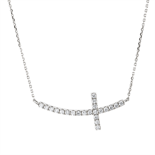 Collier 18 kt WG, mit ZÖ 40 cm, 22 Brill. 0,32 ct, TW-si