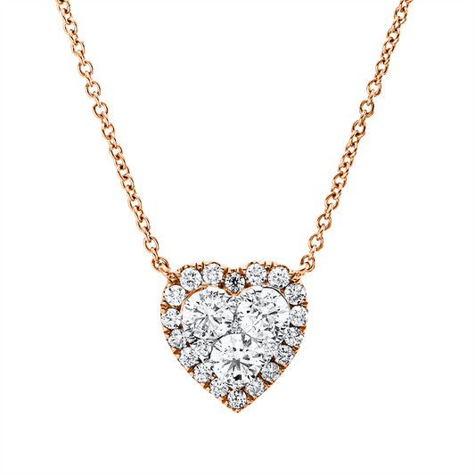 Collier 18 kt RG, Fass rhod, ZÖ 40 cm, 20 Brill. 0,26 ct, 1 Brill. 0,01 ct, 3 Brill. 0,64 ct, TW-si