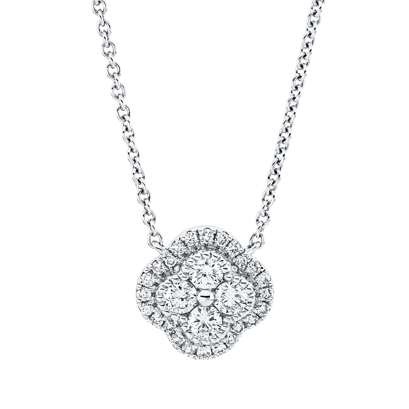 Collier 18 kt WG, 24 Brill. 0,14 ct, TW-si, 4 Brill. 0,25 ct, TW-si