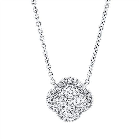 Collier 18 kt WG, 24 Brill. 0,14 ct, TW-si, 4 Brill. 0,25 ct, TW-si