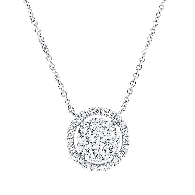 Collier 18 kt WG, mit ZÖ 40 cm, 1 Brill. 0,08 ct, 23 Brill. 0,22 ct, 5 Brill. 0,04 ct, 5 Brill. 0,51 ct, TW-si