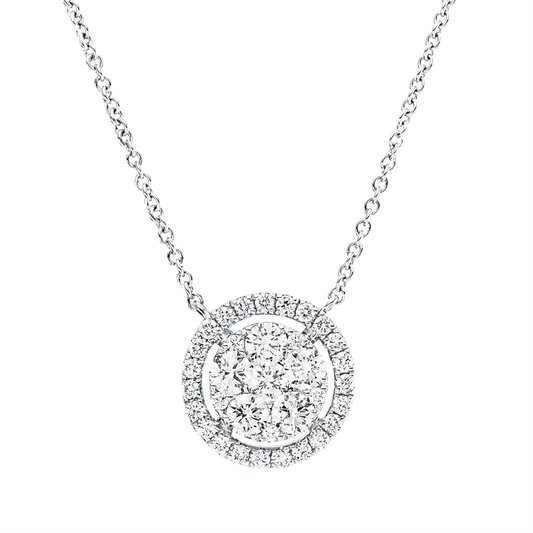 Collier 18 kt WG, mit ZÖ 40 cm, 1 Brill. 0,08 ct, 23 Brill. 0,22 ct, 5 Brill. 0,04 ct, 5 Brill. 0,51 ct, TW-si