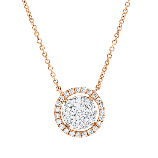 Collier 18 kt RG, mit ZÖ 40 cm, 28 Brill. 0,21 ct, TW-si, 6 Brill. 0,50 ct, TW-si