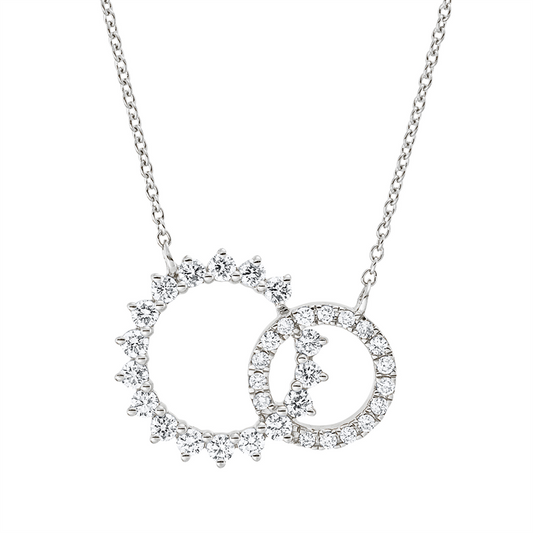 Collier 18 kt WG, mit ZÖ 40 cm + 42,5 cm, 17 Brill. 0,11 ct, TW-si, 17 Brill. 0,37 ct, TW-si