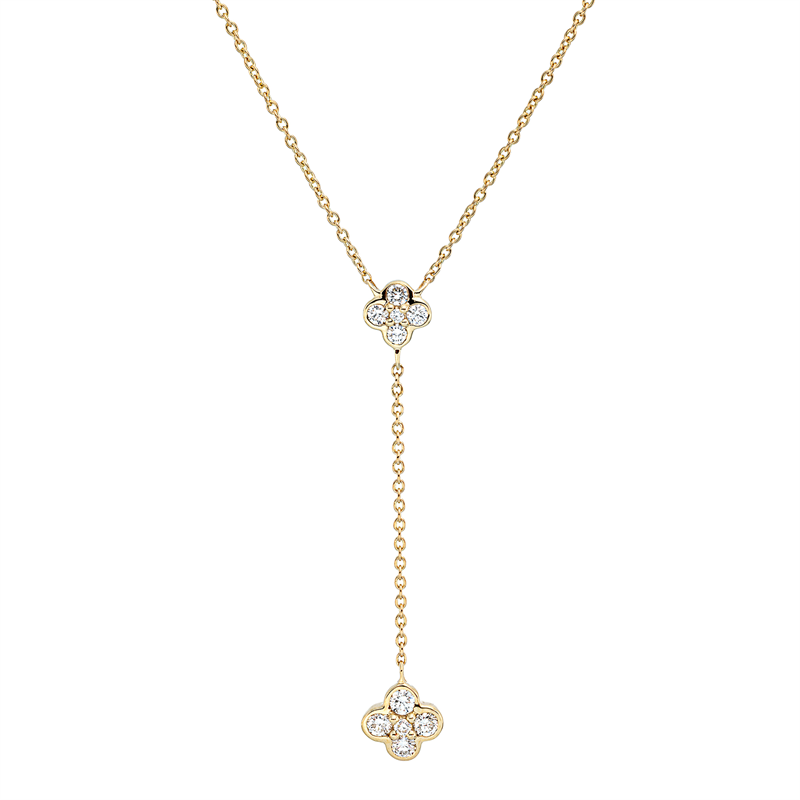 Collier 18 kt GG, mit ZÖ 40 cm + 42,5 cm, 10 Brill. 0,25 ct, TW-si