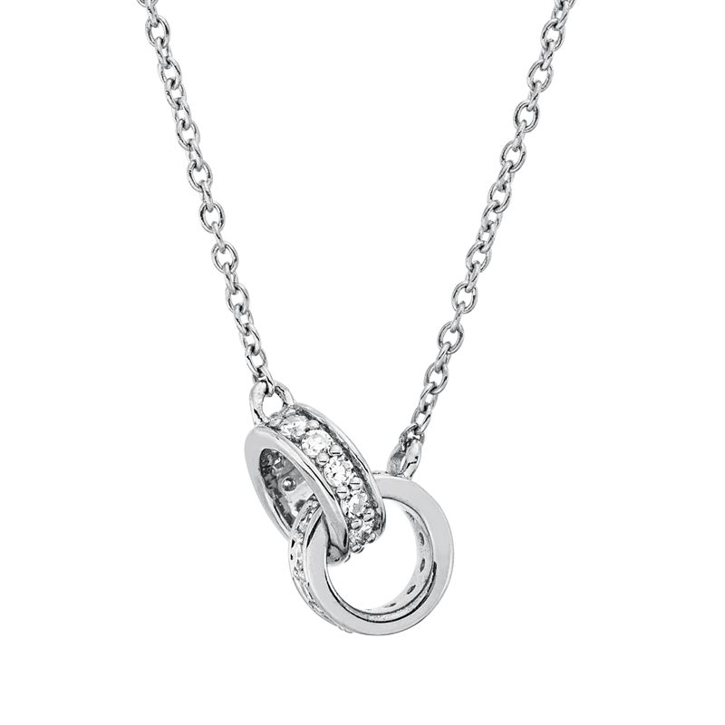 Collier 18 kt WG, mit ZÖ 40 cm + 42,5 cm, 24 Dia. 0,14 ct, TW-si