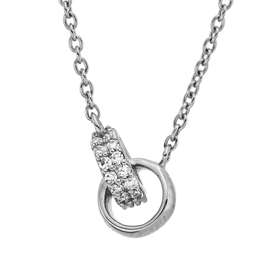Collier 18 kt WG, mit ZÖ 40 cm + 42,5 cm, 26 Dia. 0,08 ct, TW-si