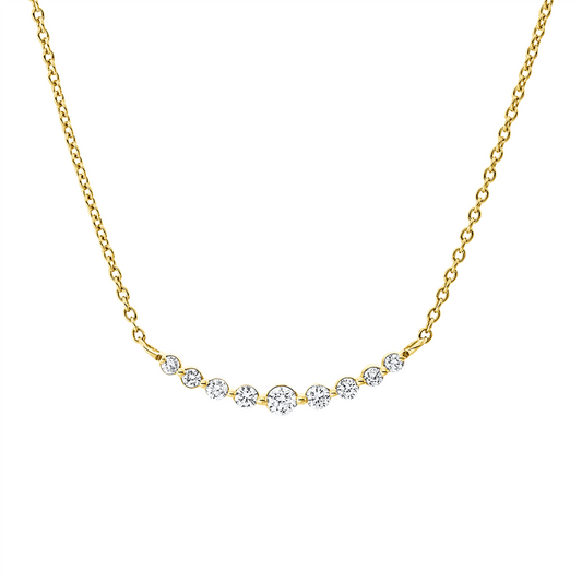 Collier 18 kt GG, mit ZÖ 40 cm + 42,5 cm, 1 Brill. 0,04 ct, TW-si, 8 Brill. 0,12 ct, TW-si