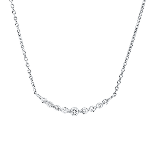 Collier 18 kt WG, mit ZÖ 40 cm + 42,5 cm, 1 Brill. 0,04 ct, TW-si, 8 Brill. 0,12 ct, TW-si