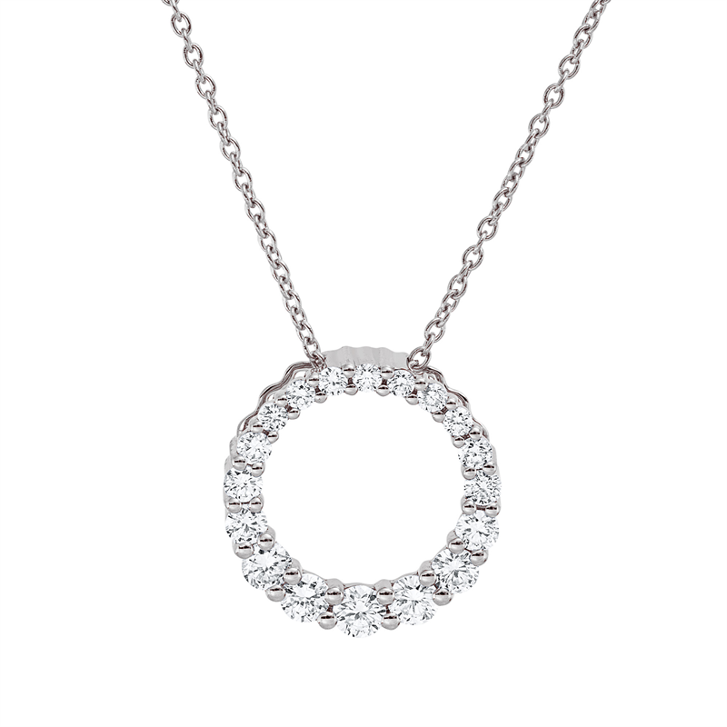 Collier 18 kt WG, mit ZÖ 40 cm + 42,5 cm, 5 Brill. 0,26 ct, TW-si, 13 Brill. 0,23 ct, TW-si