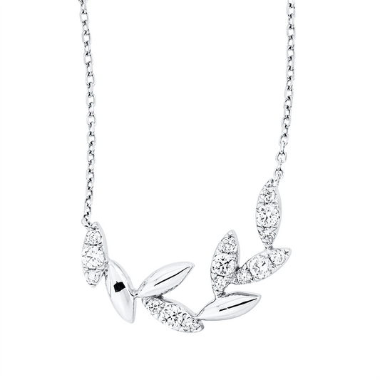 Collier 18 kt WG, mit ZÖ 40 cm, 15 Brill. 0,21 ct, TW-si