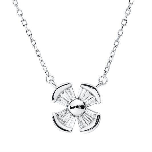 Collier 18 kt WG, mit ZÖ 40 cm, 12 Trap. 0,21 ct, TW-vsi, 4 Brill. 0,15 ct, TW-si