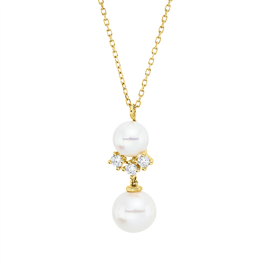 Collier 18 kt GG, mit ZÖ 40 cm, 3 Brill. 0,13 ct, TW-si, 1 SW weiß 7,5 mm, 1 SW weiß 6 mm