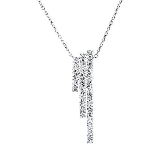 Collier 18 kt WG, mit ZÖ 40 cm, 27 Brill. 0,69 ct, TW-si