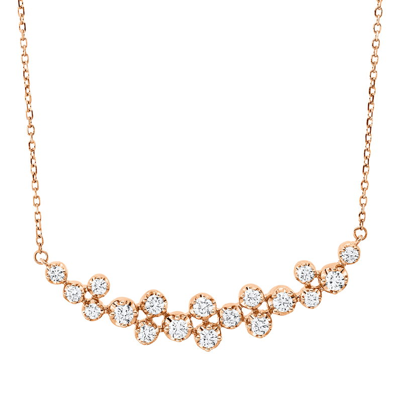 Collier 18 kt RG, mit ZÖ 40 cm, 18 Brill. 0,62 ct, TW-si
