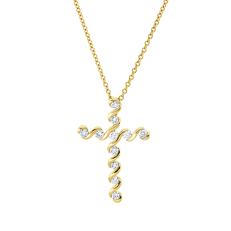 Collier 14 kt GG, mit ZÖ 43 cm, 11 Brill. 0,37 ct, TW-si