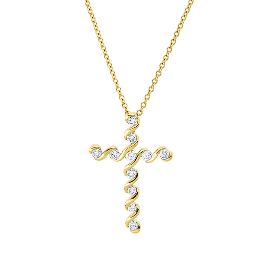 Collier 14 kt GG, mit ZÖ 43 cm, 11 Brill. 0,37 ct, TW-si