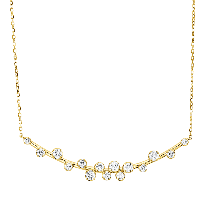 Collier 18 kt GG, mit ZÖ 40 cm, 15 Brill. 0,70 ct, TW-si