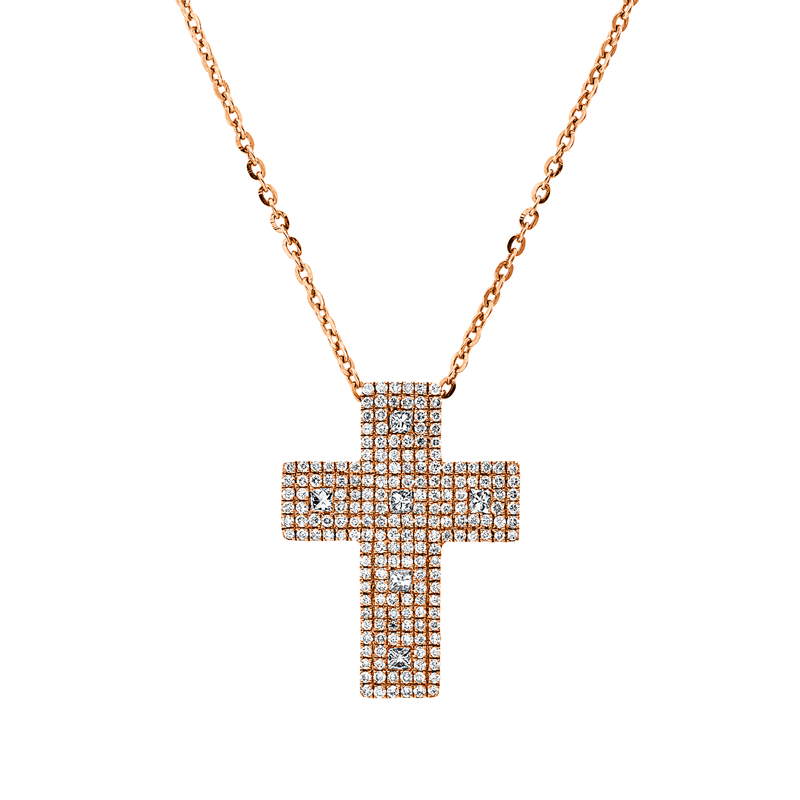 Collier 18 kt RG, 6 Princ. 0,15 ct, TW-vsi/si, 192 Brill. 0,55 ct, TW-vsi/si