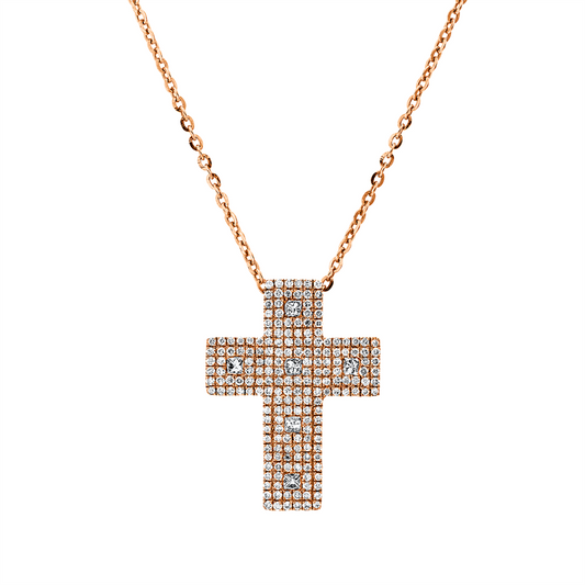 Collier 18 kt RG, 6 Princ. 0,15 ct, TW-vsi/si, 192 Brill. 0,55 ct, TW-vsi/si