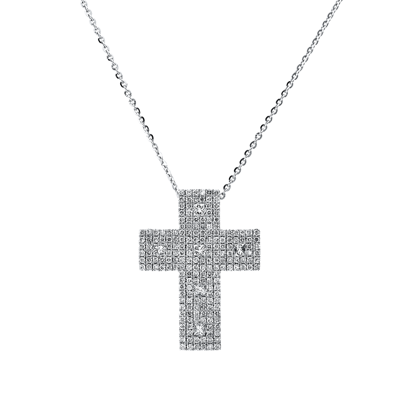 Collier 18 kt WG, 192 Brill. 0,55 ct, TW-vsi/si, 6 Princ. 0,15 ct, TW-vsi/si