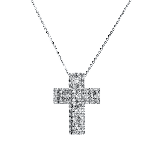 Collier 18 kt WG, 192 Brill. 0,55 ct, TW-vsi/si, 6 Princ. 0,15 ct, TW-vsi/si