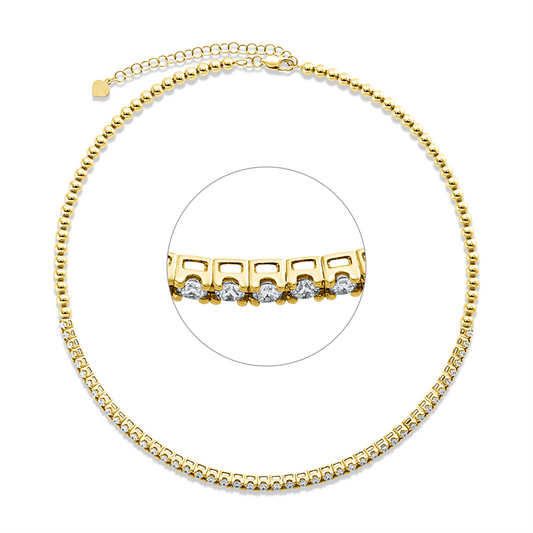 Collier 18 kt GG, choker, mit ZÖ 34,5 cm, 47 Brill. 2,11 ct, TW-si