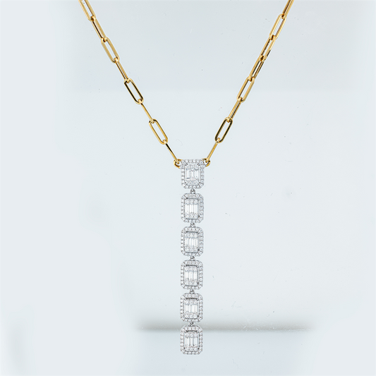 Collier 18 kt GG+WG, 18 Bag. 0,68 ct, TW-vsi, 168 Brill. 0,94 ct, TW-si