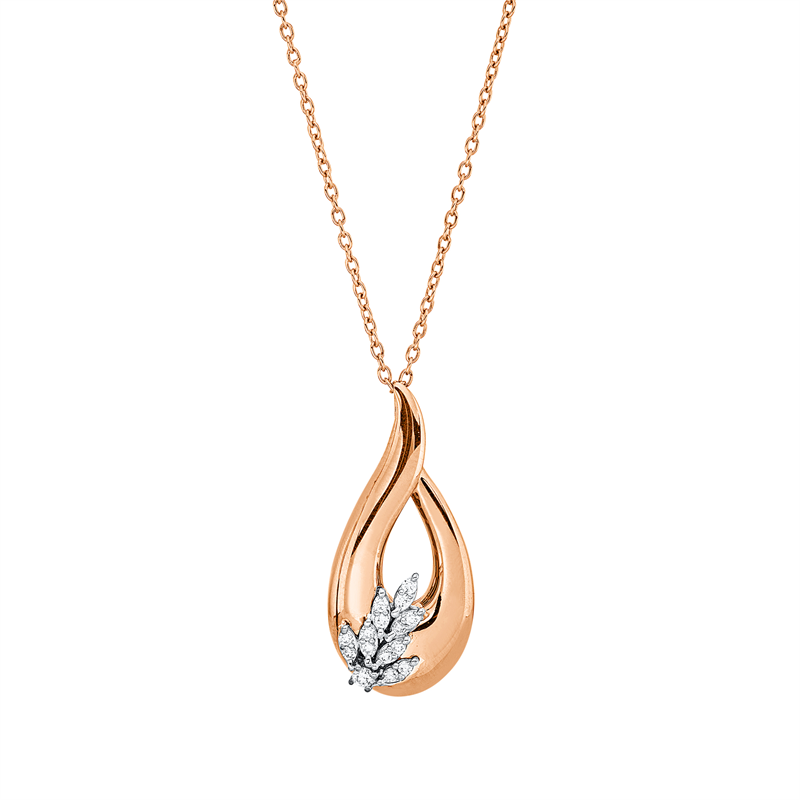 Collier 18 kt RG+WG, mit ZÖ 40,6 cm, 15 Brill. 0,13 ct, F-vsi
