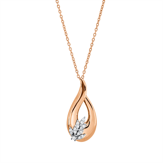 Collier 18 kt RG+WG, mit ZÖ 40,6 cm, 15 Brill. 0,13 ct, F-vsi