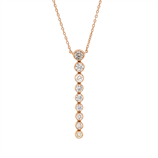 Collier 18 kt RG, mit ZÖ 38 cm, 9 Brill. 1,07 ct, fancy