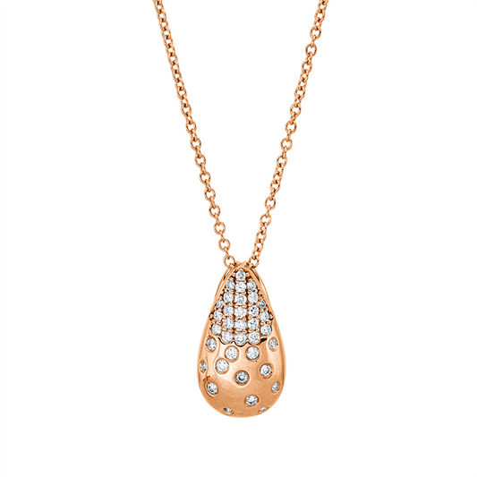 Collier 18 kt RG, mit ZÖ 40 cm + 43 cm, 35 Brill. 0,24 ct, F-vsi